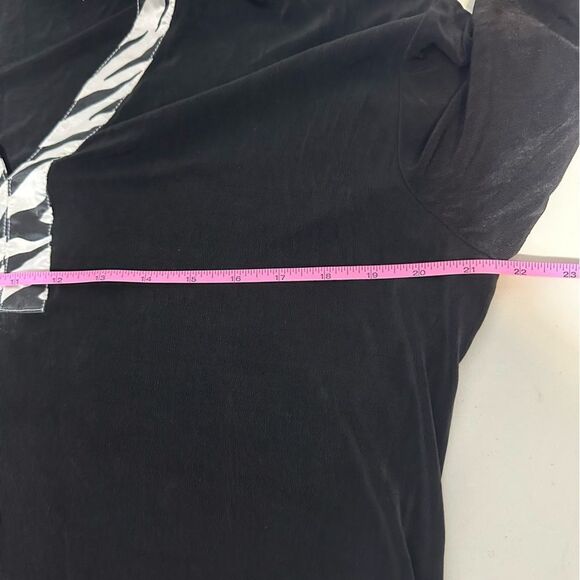 Chico's Travelers Blouse Shirt 3/4 Sleeve Soft Stretch Black White size 3 (XL) - Picture 6 of 9